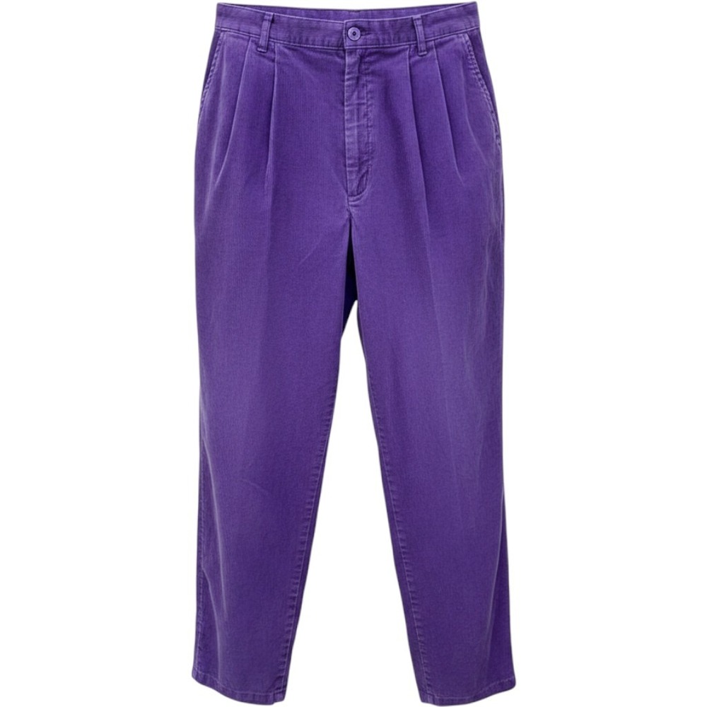 Vintage 90s Levis Corduroy Pants Purple Pleated Tapered Size 12 28x26 USA Made